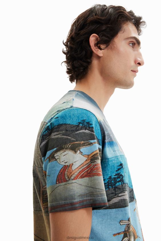 Desigual hombres camiseta de manga corta con estampado japonés VZ26R01559 ropa