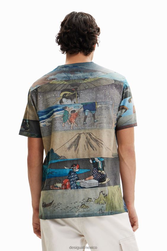Desigual hombres camiseta de manga corta con estampado japonés VZ26R01559 ropa
