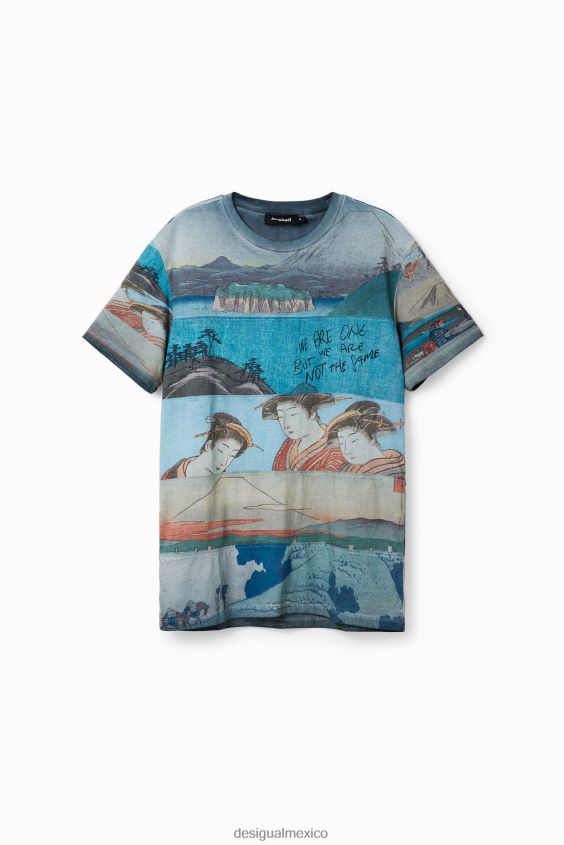 Desigual hombres camiseta de manga corta con estampado japonés VZ26R01559 ropa