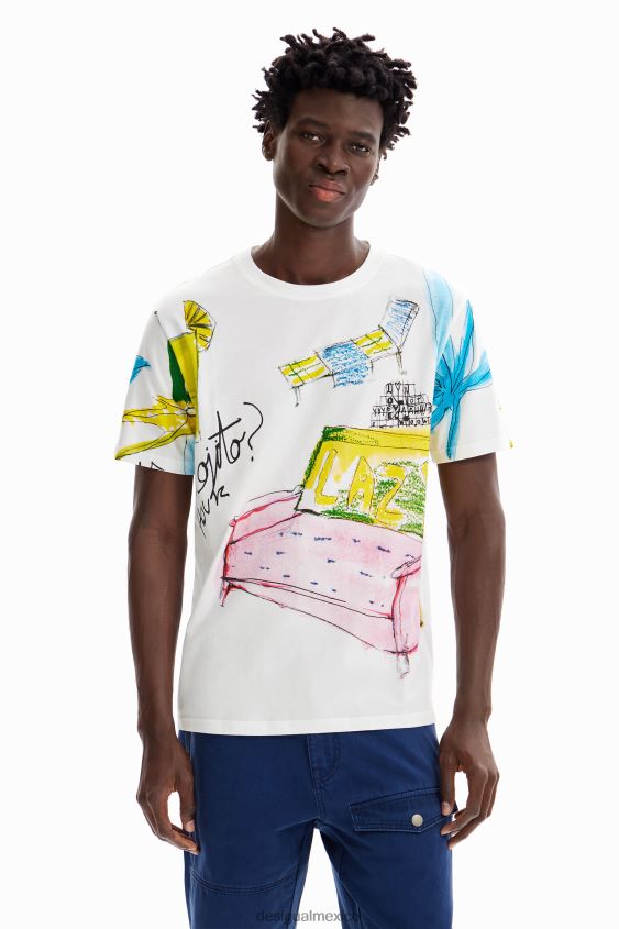 Desigual hombres camiseta de manga corta con ángel VZ26R01604 ropa