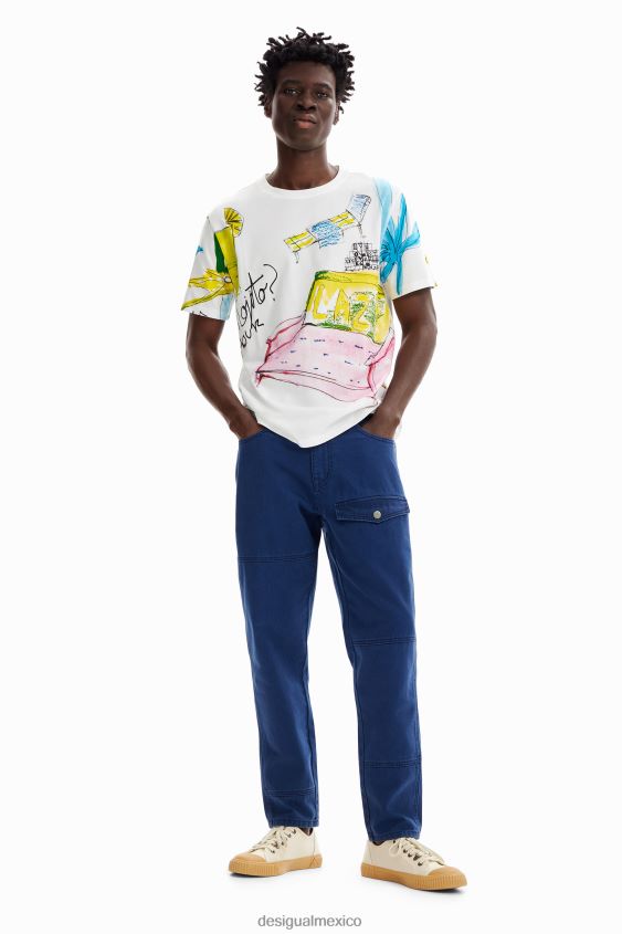 Desigual hombres camiseta de manga corta con ángel VZ26R01604 ropa