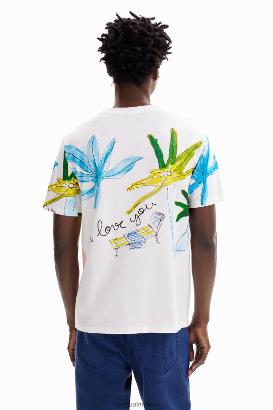Desigual hombres camiseta de manga corta con ángel VZ26R01604 ropa