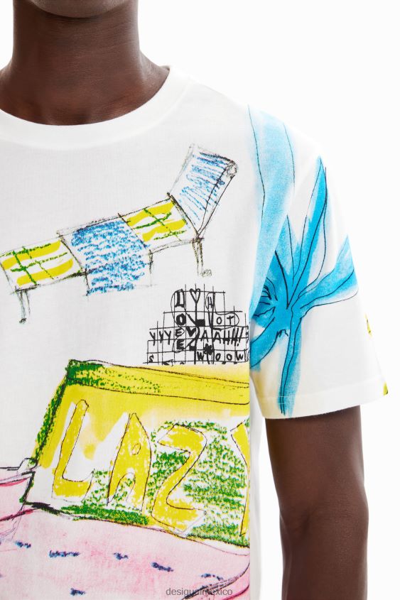 Desigual hombres camiseta de manga corta con ángel VZ26R01604 ropa