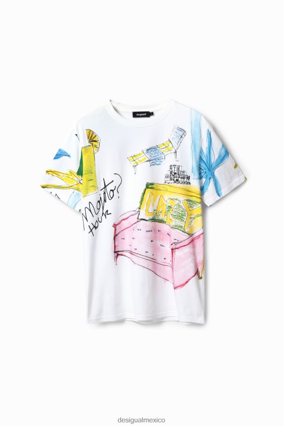 Desigual hombres camiseta de manga corta con ángel VZ26R01604 ropa
