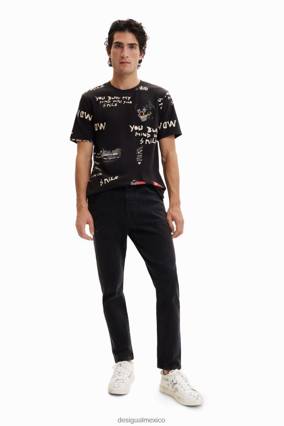 Desigual hombres camiseta de manga corta con texto VZ26R01521 ropa