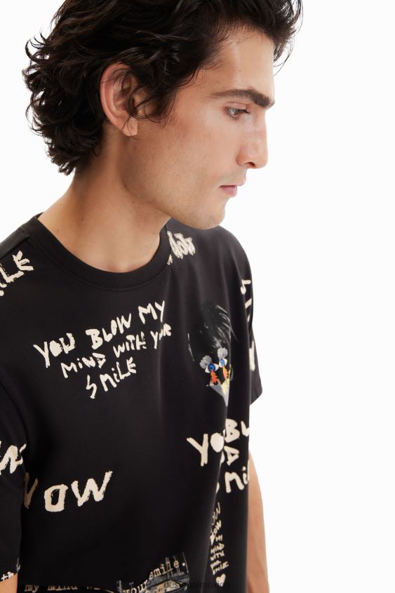 Desigual hombres camiseta de manga corta con texto VZ26R01521 ropa