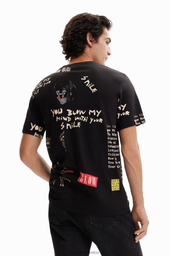 Desigual hombres camiseta de manga corta con texto VZ26R01521 ropa