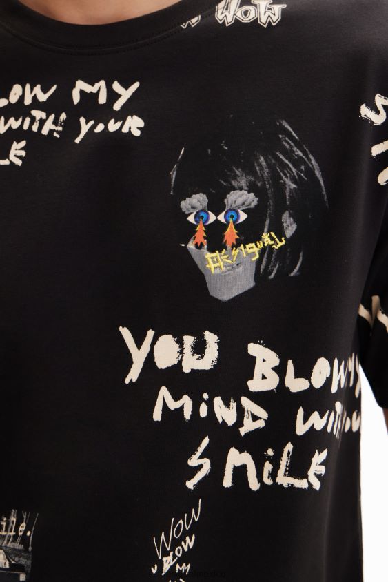 Desigual hombres camiseta de manga corta con texto VZ26R01521 ropa