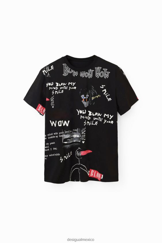 Desigual hombres camiseta de manga corta con texto VZ26R01521 ropa