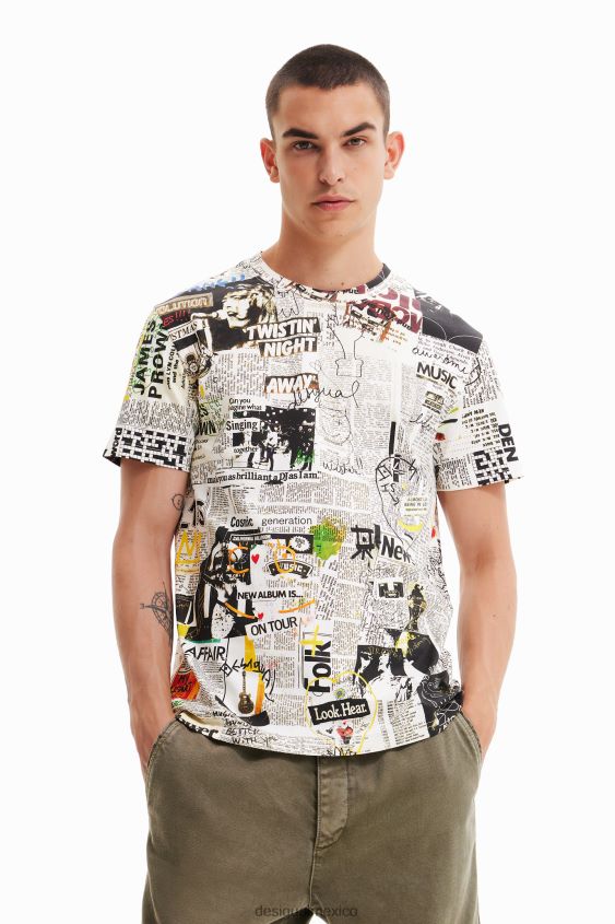 Desigual hombres camiseta de periódico VZ26R01683 ropa