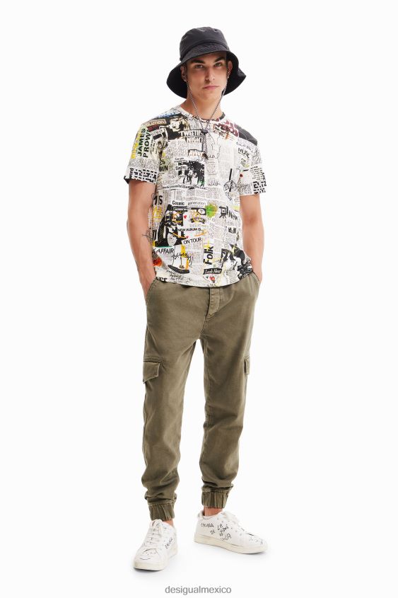 Desigual hombres camiseta de periódico VZ26R01683 ropa