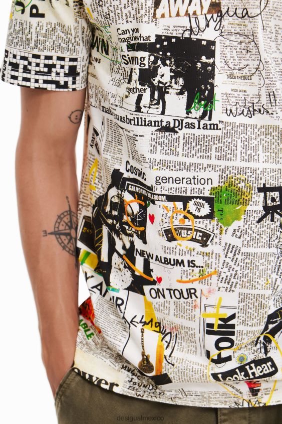 Desigual hombres camiseta de periódico VZ26R01683 ropa