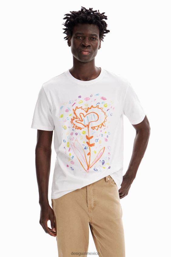 Desigual hombres camiseta holgada con flores artísticas VZ26R01591 ropa