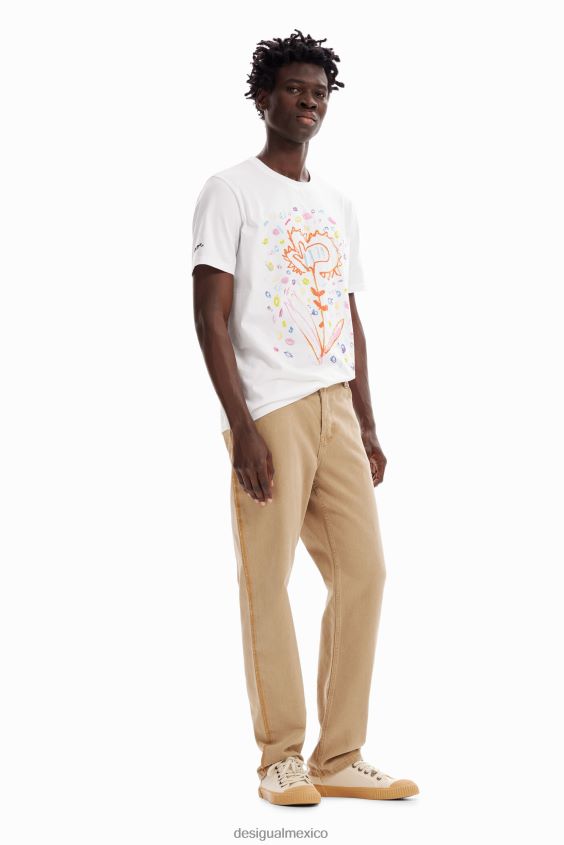 Desigual hombres camiseta holgada con flores artísticas VZ26R01591 ropa