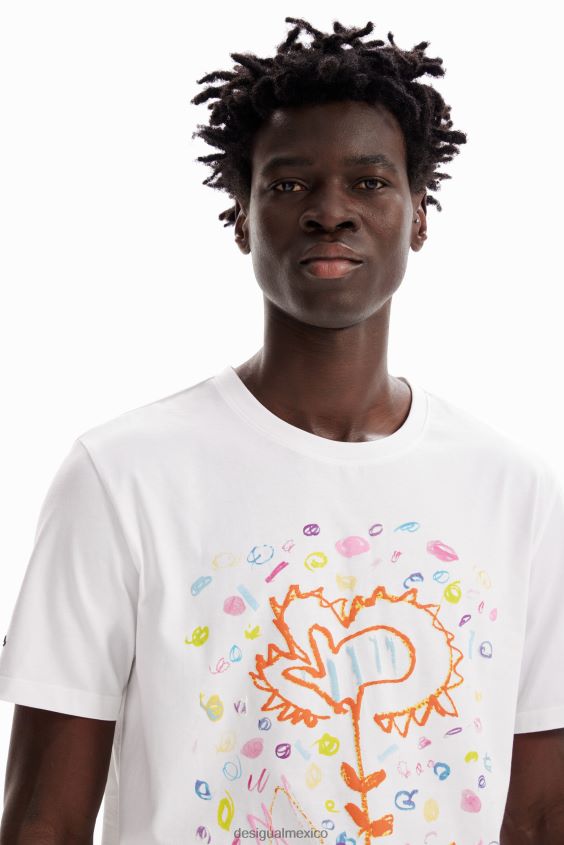 Desigual hombres camiseta holgada con flores artísticas VZ26R01591 ropa