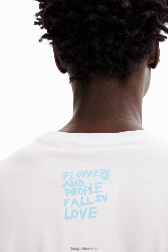 Desigual hombres camiseta holgada con flores artísticas VZ26R01591 ropa