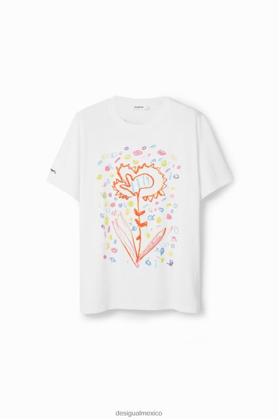 Desigual hombres camiseta holgada con flores artísticas VZ26R01591 ropa