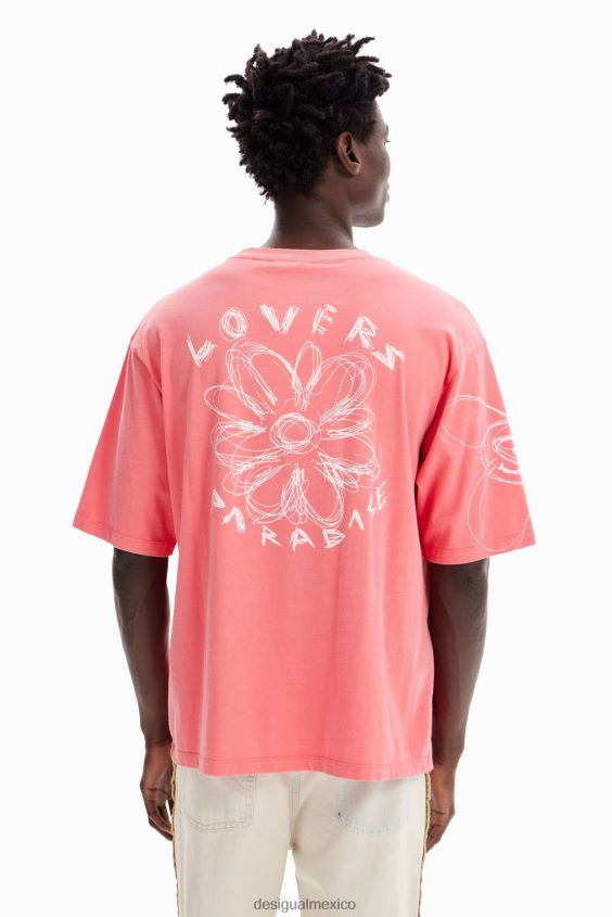 Desigual hombres camiseta holgada con lavado ácido VZ26R01594 ropa