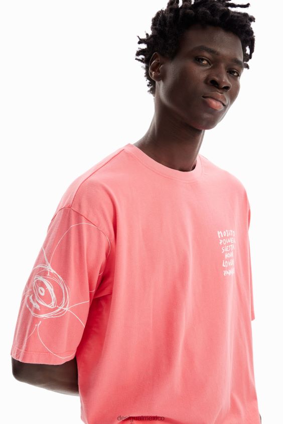 Desigual hombres camiseta holgada con lavado ácido VZ26R01594 ropa