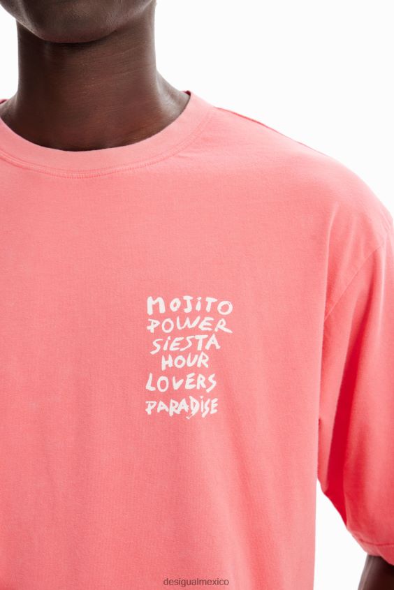 Desigual hombres camiseta holgada con lavado ácido VZ26R01594 ropa