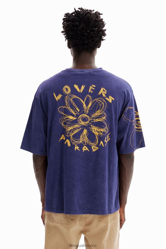 Desigual hombres camiseta holgada con lavado ácido VZ26R01668 ropa