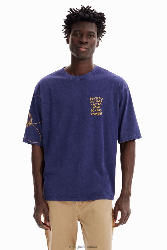 Desigual hombres camiseta holgada con lavado ácido VZ26R01668 ropa