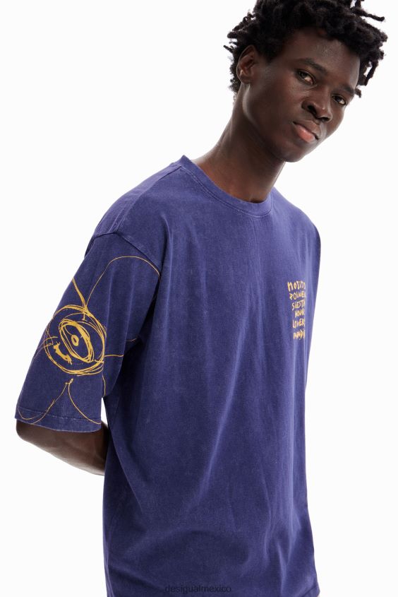 Desigual hombres camiseta holgada con lavado ácido VZ26R01668 ropa