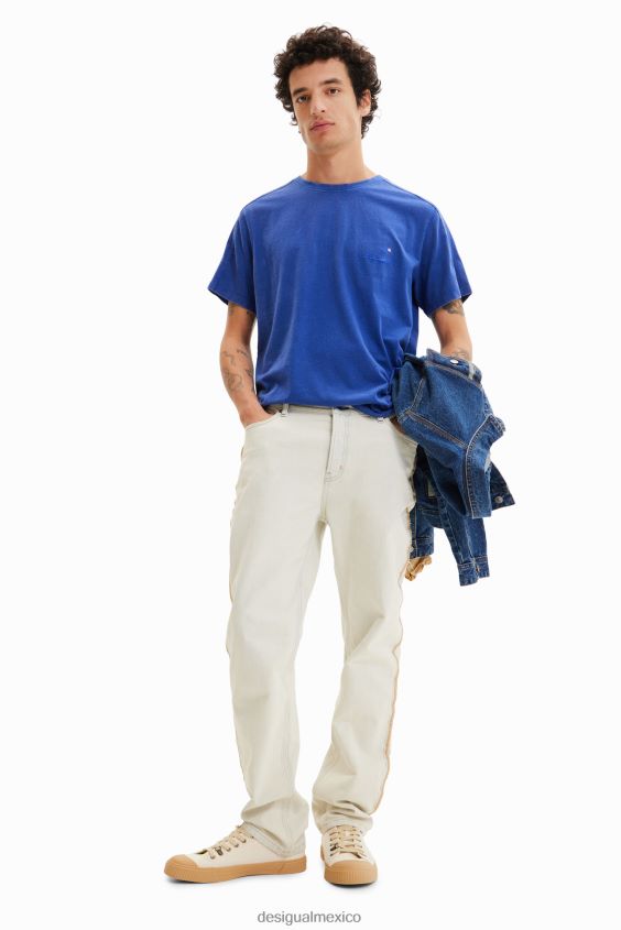 Desigual hombres camiseta lisa bordada VZ26R01690 ropa