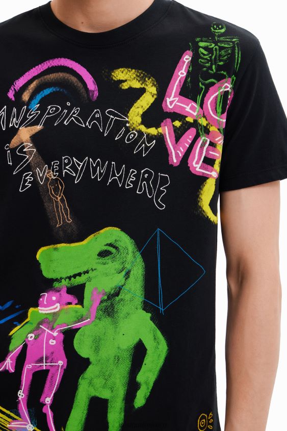 Desigual hombres camiseta manga corta dinosaurio VZ26R01675 ropa