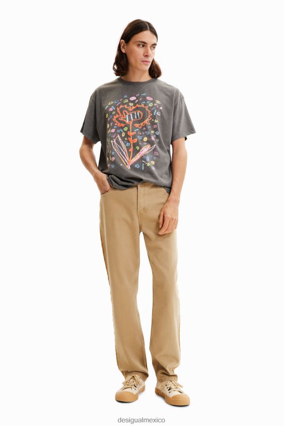 Desigual hombres camiseta oversize con flores VZ26R01656 ropa