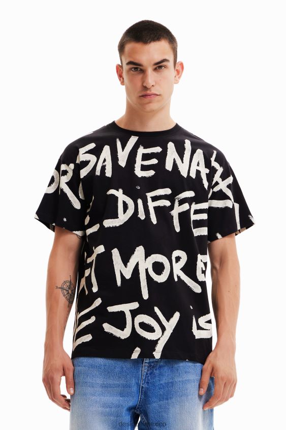 Desigual hombres camiseta oversize con palabras VZ26R01676 ropa