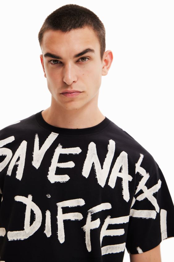 Desigual hombres camiseta oversize con palabras VZ26R01676 ropa