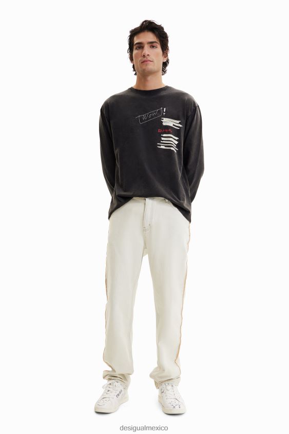 Desigual hombres camiseta oversize de manga larga VZ26R01542 ropa