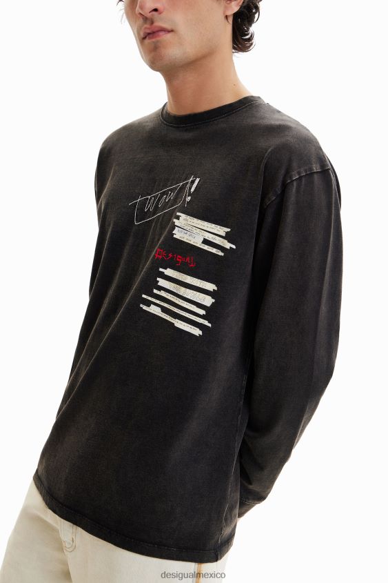 Desigual hombres camiseta oversize de manga larga VZ26R01542 ropa