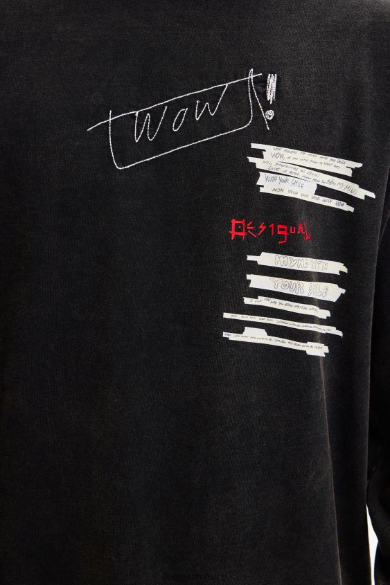 Desigual hombres camiseta oversize de manga larga VZ26R01542 ropa