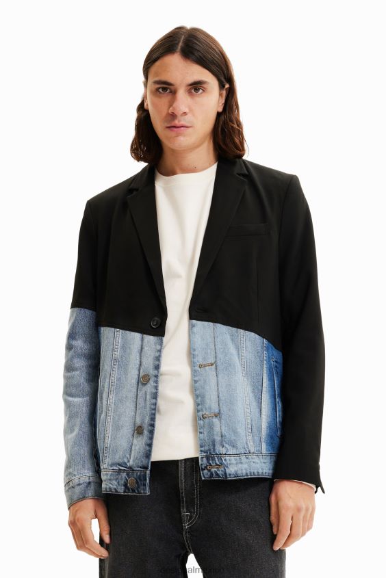 Desigual hombres blazer de mezclilla bimateria VZ26R01696 ropa