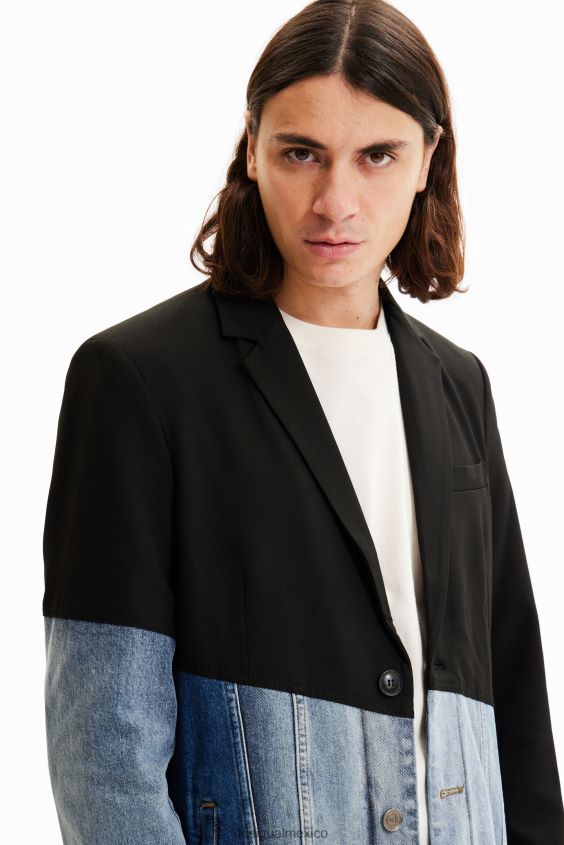 Desigual hombres blazer de mezclilla bimateria VZ26R01696 ropa