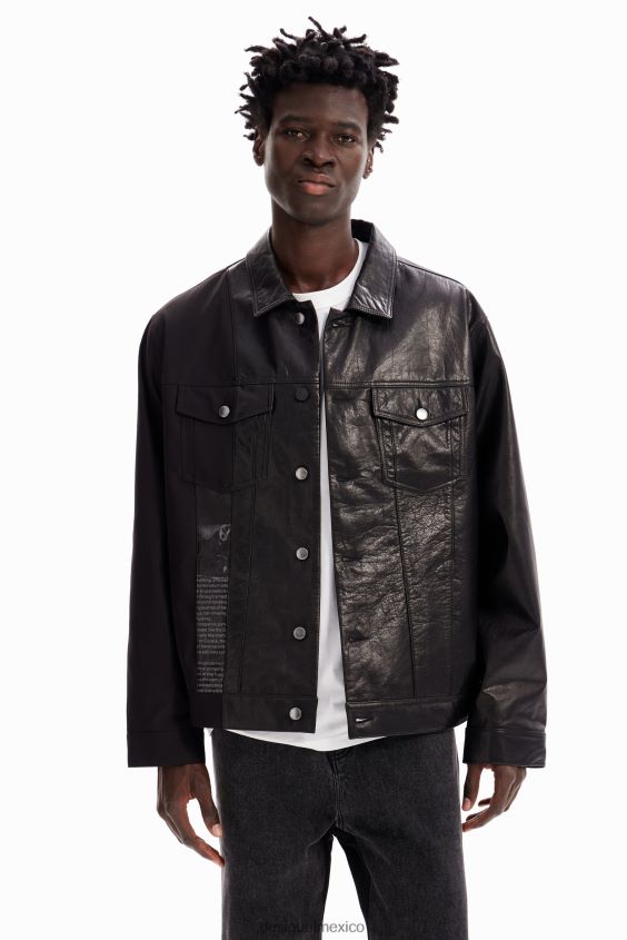 Desigual hombres chaqueta de camionero de cuero VZ26R01587 ropa