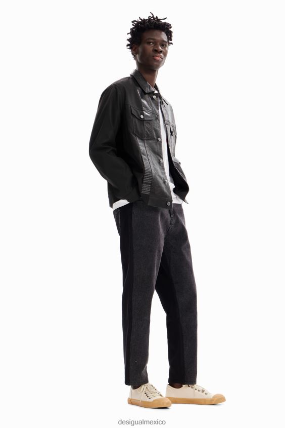 Desigual hombres chaqueta de camionero de cuero VZ26R01587 ropa