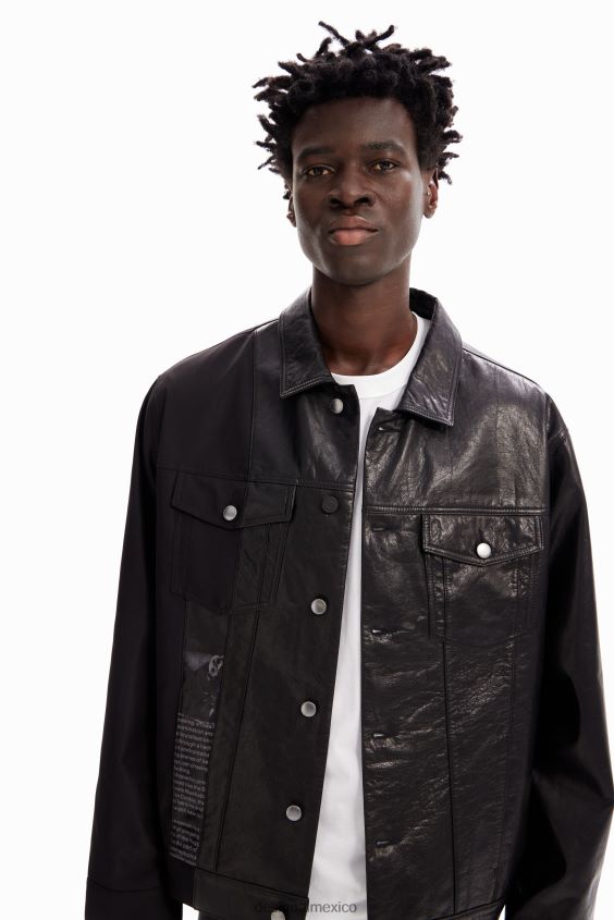 Desigual hombres chaqueta de camionero de cuero VZ26R01587 ropa