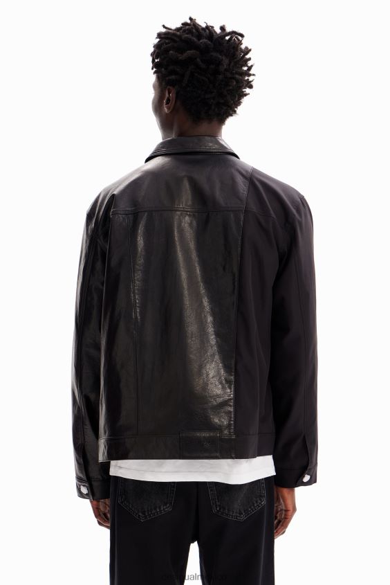 Desigual hombres chaqueta de camionero de cuero VZ26R01587 ropa