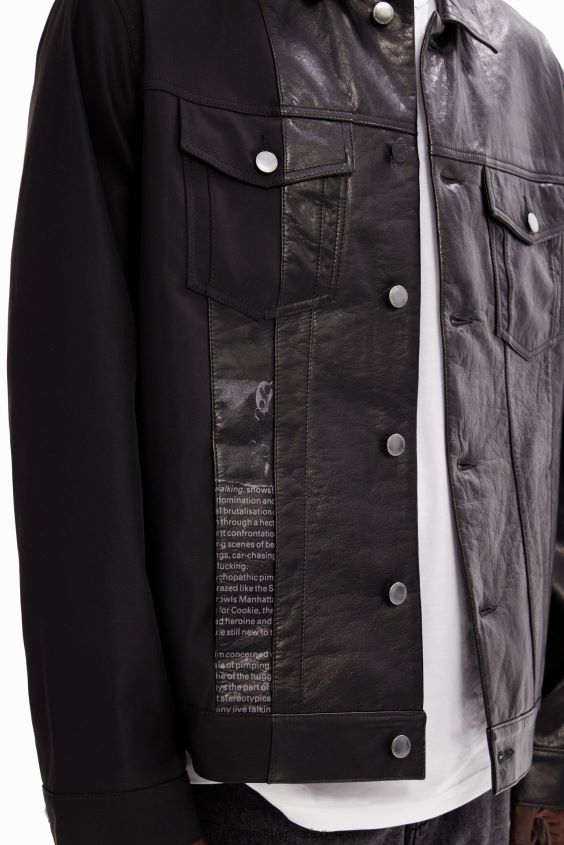 Desigual hombres chaqueta de camionero de cuero VZ26R01587 ropa