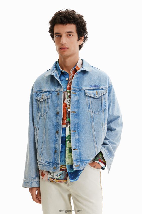 Desigual hombres chaqueta estilo camionero de mezclilla bordada VZ26R01636 ropa