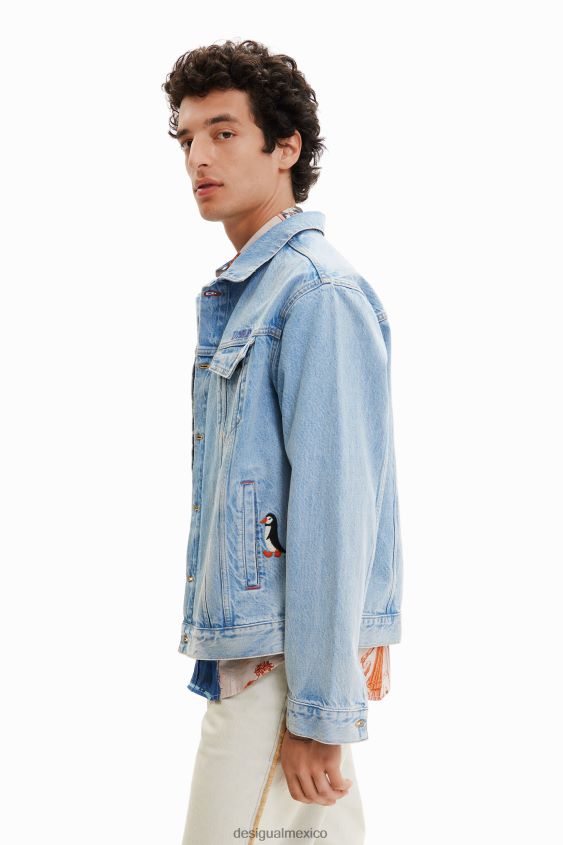 Desigual hombres chaqueta estilo camionero de mezclilla bordada VZ26R01636 ropa