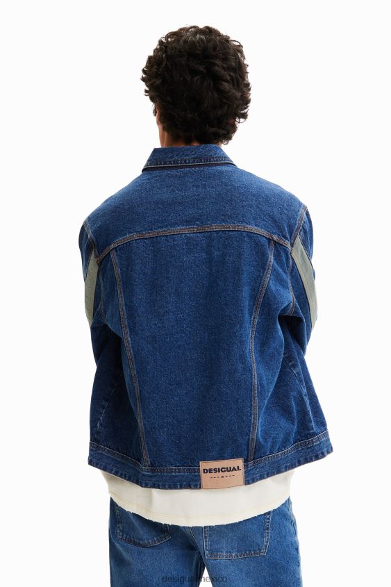 Desigual hombres chaqueta estilo camionero de mezclilla con patchwork VZ26R01603 ropa