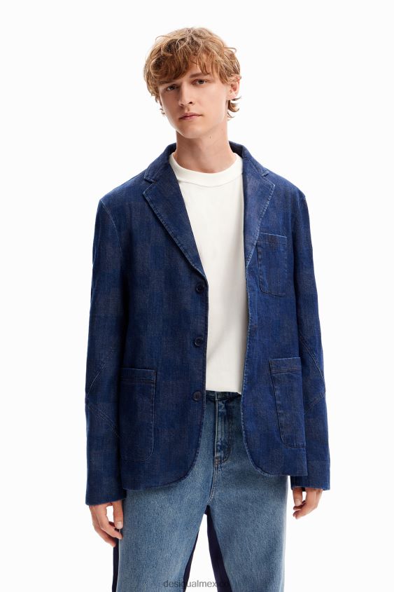 Desigual hombres chaqueta vaquera a cuadros VZ26R01602 ropa
