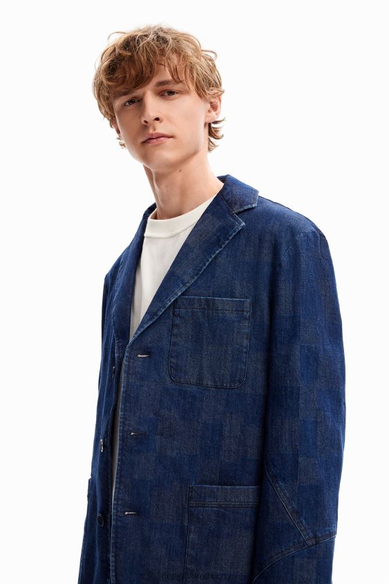 Desigual hombres chaqueta vaquera a cuadros VZ26R01602 ropa