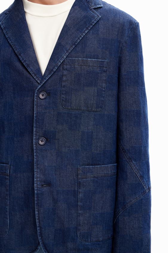 Desigual hombres chaqueta vaquera a cuadros VZ26R01602 ropa