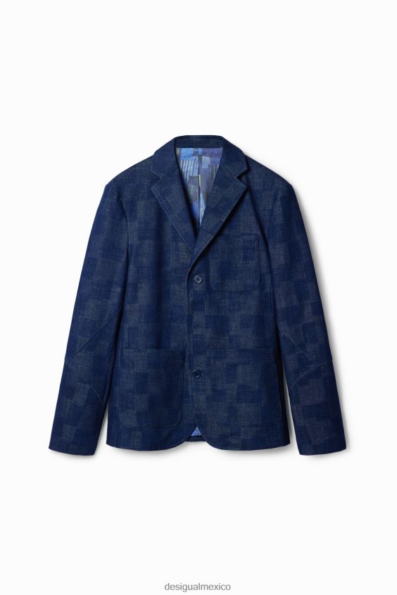 Desigual hombres chaqueta vaquera a cuadros VZ26R01602 ropa