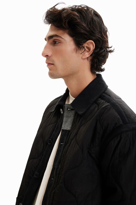 Desigual hombres sobrecamisa acolchada con patchwork VZ26R01547 ropa